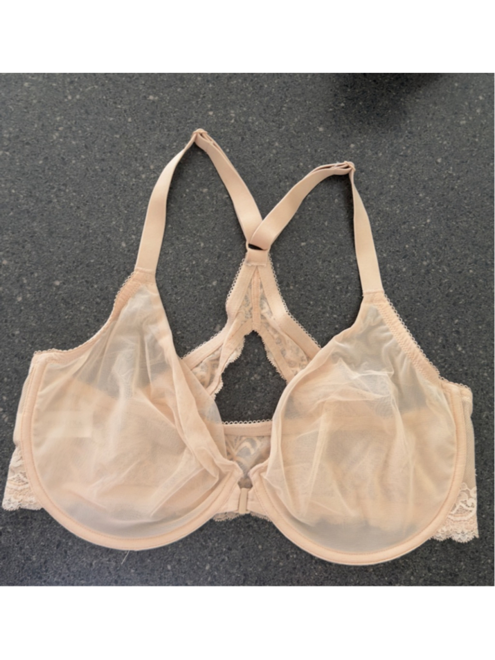 Women's DELIMIRA Beige Front Closure Racerback Bra - Picture 3 of 5